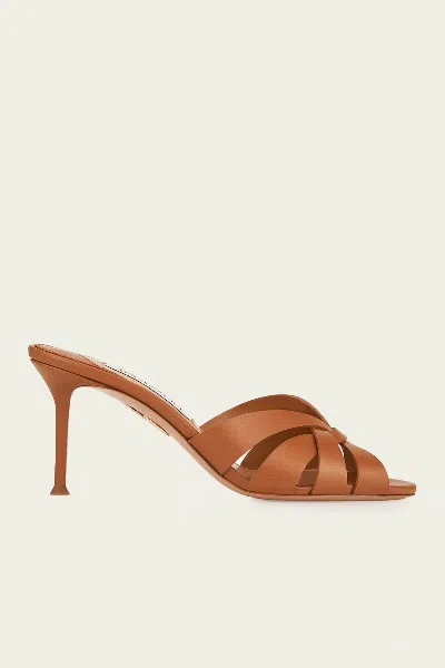 Aquazzura Copacabana Knotted Leather Mules In Brown