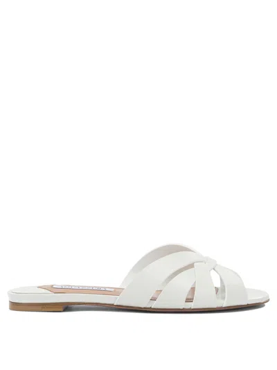 Aquazzura Copacabana White Calf Leather Calf Leather Slides