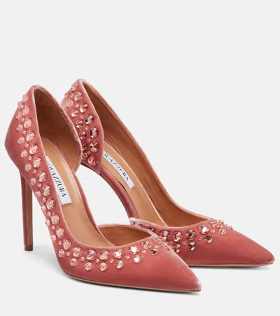 Aquazzura Cosmic Love 105 Embellished Pumps In Pink