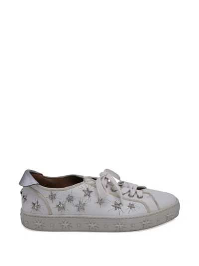 Pre-owned Aquazzura Cosmic Star-stud Sneakers In White