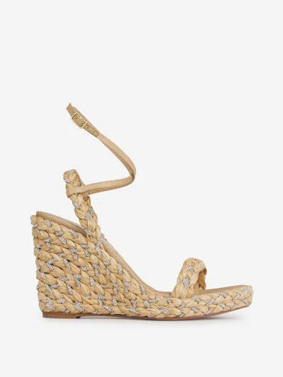 Aquazzura Costiera 120 Embellished Espadrille Wedges In Natural