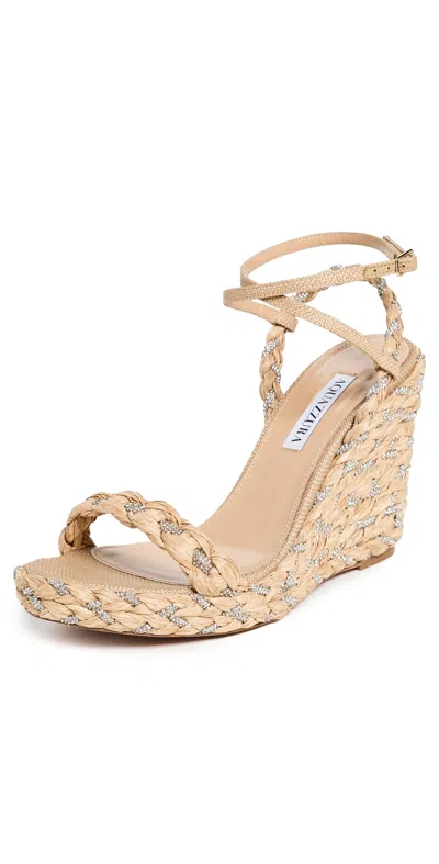 Aquazzura Costiera 120 Embellished Espadrille Wedges In Natural
