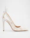 Aquazzura 105mm Broderie Bow-embellished Pumps In White