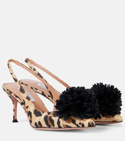 Aquazzura Couturier 65 Raffia Slingback Pumps In Multicoloured