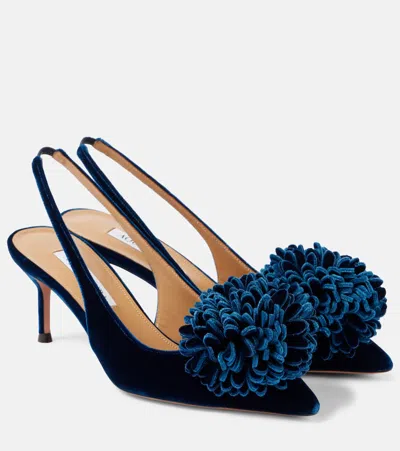 AQUAZZURA COUTURIER 65 VELVET SLINGBACK PUMPS