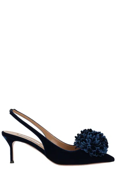 Aquazzura Couturier 65 Velvet Slingback Pumps In Paris Blue