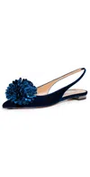 Aquazzura Couturier Velvet Slingback Flats In Paris Blue