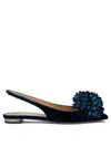 Aquazzura Couturier Velvet Slingback Flats In Blue