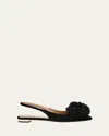Aquazzura Couturier Velvet Pom Slingback Ballerina Flats In Black