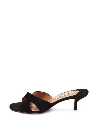 Pre-owned Aquazzura Crisscross Suede Sandals In Black
