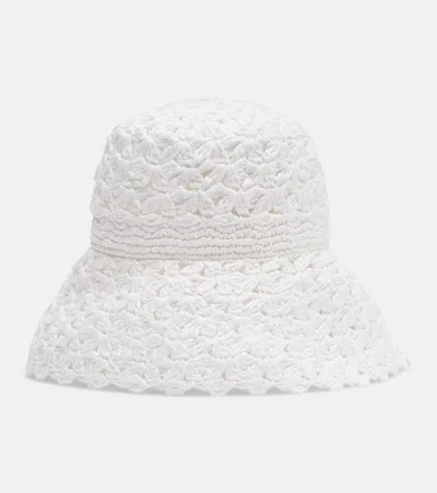 Aquazzura Crochet Bucket Hat In White