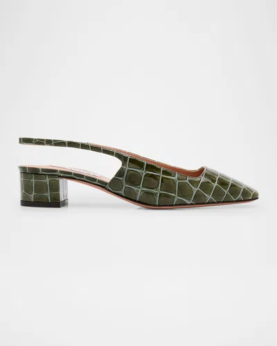AQUAZZURA CROCO SLINGBACK BALLERINA PUMPS
