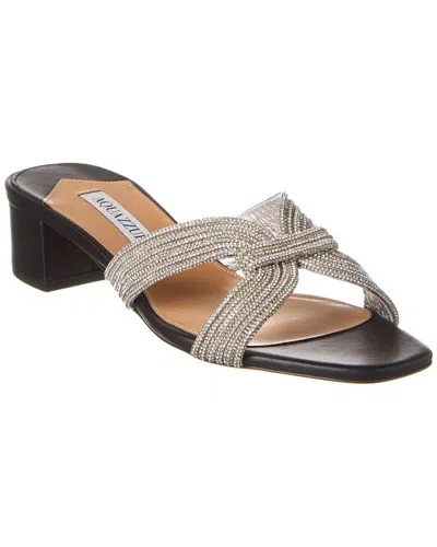Aquazzura Crystal 35 Leather Sandal In Black