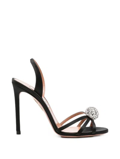 Aquazzura Crystal Bubble Slingback Sandals In Black