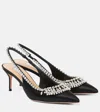 Aquazzura Crystal Crush Satin Slingback Pumps In Black