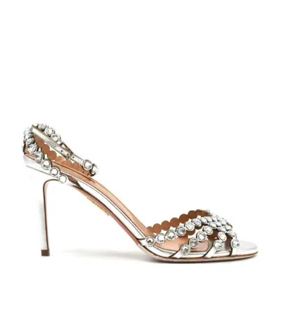AQUAZZURA AQUAZZURA TEQUILA CRYSTAL-EMBELLISHED HEEL SANDALS
