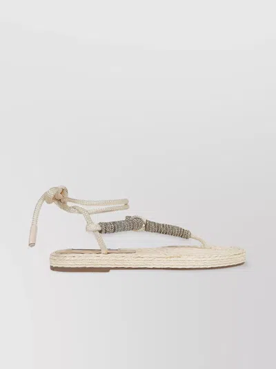 Aquazzura Crystal Embellished Flat Sandals In Neutral
