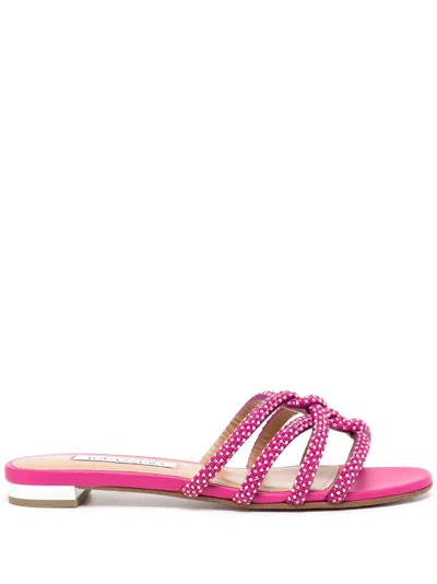Aquazzura Crystal-embellished Flat Sandals In Exotic Orchid