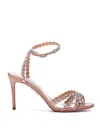 Aquazzura Love Struck 85 Crystal-embellished Metallic Leather Sandals In Animal Print