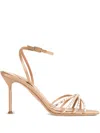 Aquazzura Crystal-embellished Slingback Sandals In Brown
