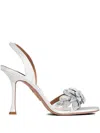 Aquazzura Galactic Flower 95 Embellished Sandals In Silver