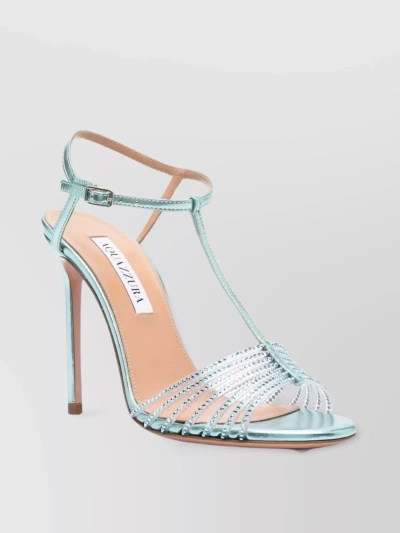 Aquazzura Crystal Embellished Stiletto Heel Sandals In Cream