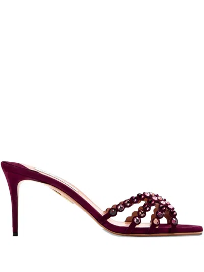 Aquazzura Crystal-embellished Stiletto Sandals In Brown