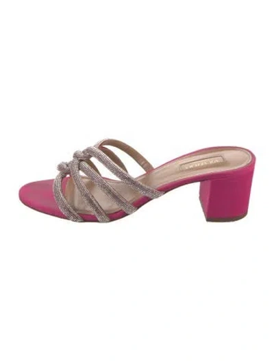 Pre-owned Aquazzura Crystal Embellishments Slides In Pink