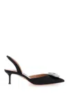 Aquazzura Crystal Hoop Black Slingback Pumps With Rhinestoned Embellishment And Kitten Heel In Tech Fabric Wom In Multi