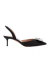 Aquazzura Crystal Hoop Black Slingback Pumps With Rhinestoned Embellishment And Kitten Heel In Tech Fabric Wom In Multi