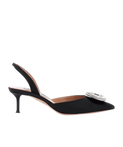AQUAZZURA AQUAZZURA EMBELLISHED HOOP SLINGBACK PUMPS