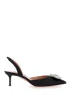 Aquazzura Crystal Hoop Black Slingback Pumps With Rhinestoned Embellishment And Kitten Heel In Tech Fabric Wom In Multi