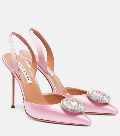 Aquazzura Slingback-pumps Crystal Hoop 105 Aus Satin