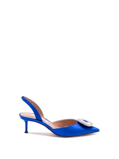 Aquazzura Women's Crystal Hoop 50 Slingback Pumps In Royalblue