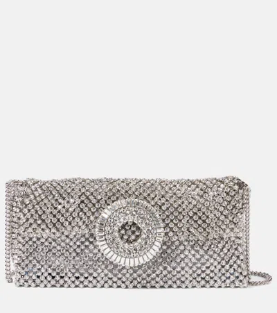 Aquazzura Hoop Crystal-embellished Chainmail Shoulder Bag In Neutral