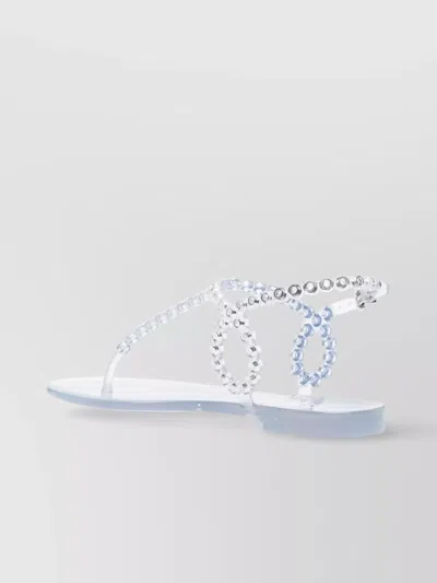 AQUAZZURA CRYSTAL JELLY FLAT SANDALS ALMOST BARE