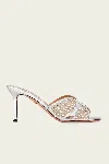 Aquazzura Crystal Lover 75 Crystal-embellished Leather-trimmed Tulle Sandals