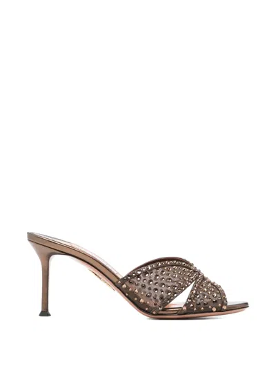 Aquazzura Crystal Lover Sandals In Brown