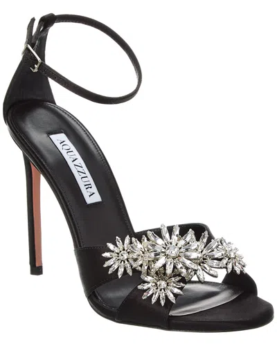 Aquazzura Crystal Margarita 105 Satin Sandal In Black