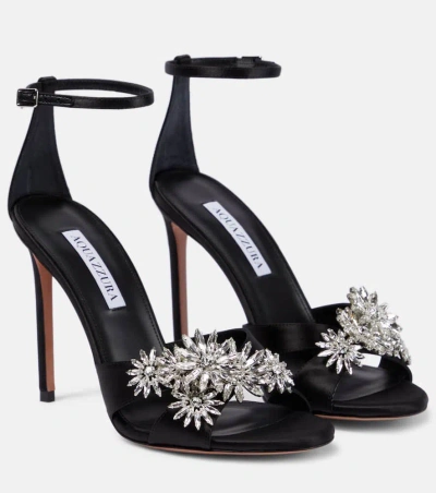 Aquazzura Crystal Margarita Embellished Sandals In Black