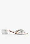 Aquazzura Crystal Mirage Embellished Leather Mules