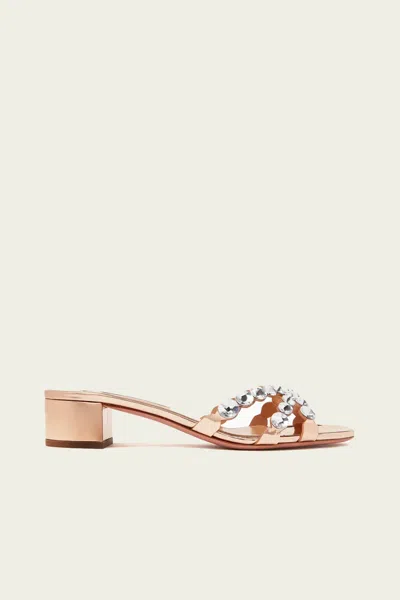 Aquazzura Crystal Mirage Mule 35 In Rose Gold In White