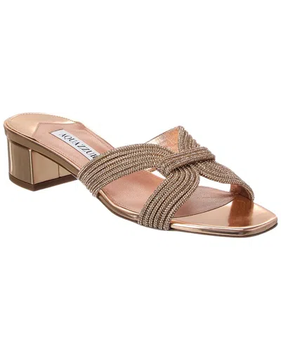 Aquazzura Crystal Muse 35 Leather Sandal In White