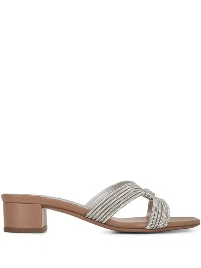 Aquazzura Crystal Muse 35mm Low Heel Sandals In Brown