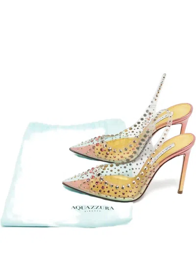Pre-owned Aquazzura Crystal Pumps In White