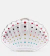 Aquazzura Crystal Shell Embellished Clutch In Multicoloured