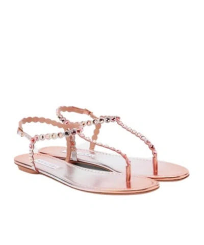 Aquazzura Crystal Strap Sandals In Pink