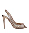 Aquazzura Temptation Crystal Decorated With High-heeled Sandals In Gold