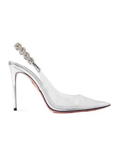 Aquazzura Crystal-embellished Pvc Slingback Pumps In White