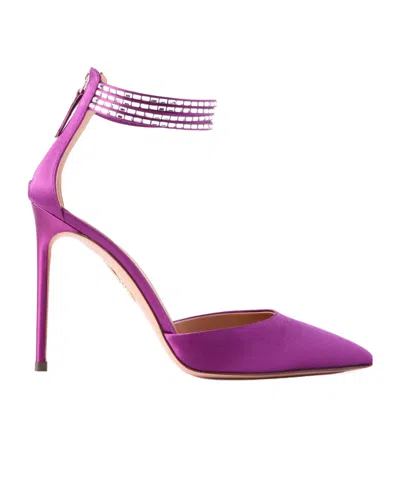 Aquazzura Crystal-embellished Satin Pumps In Purple